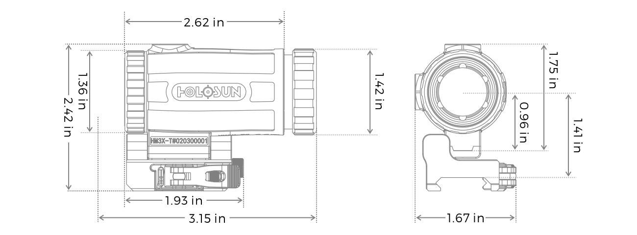 габариты Holosun HM3XT