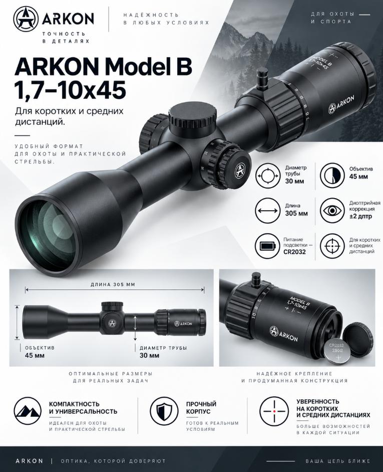 характеристики Arkon Model B 1,7-10x45