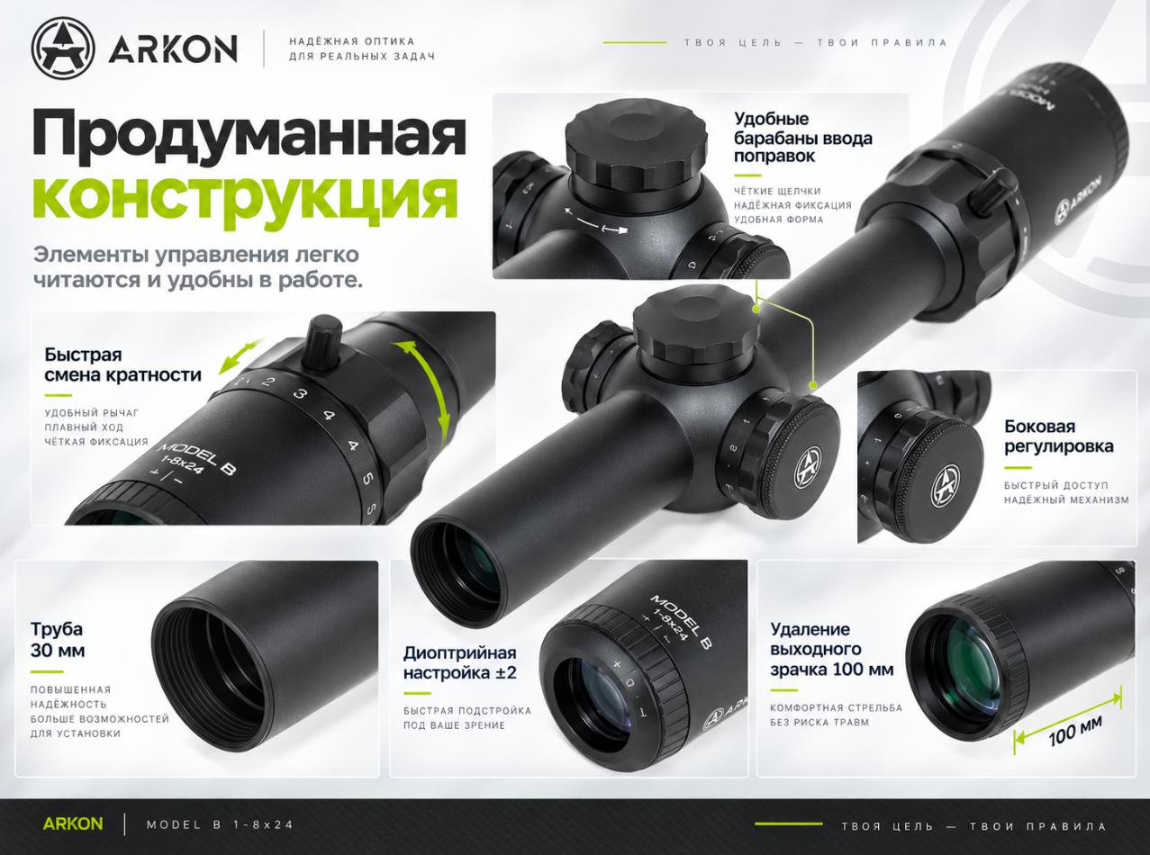 оптический прицел Arkon Model B 1-8x24
