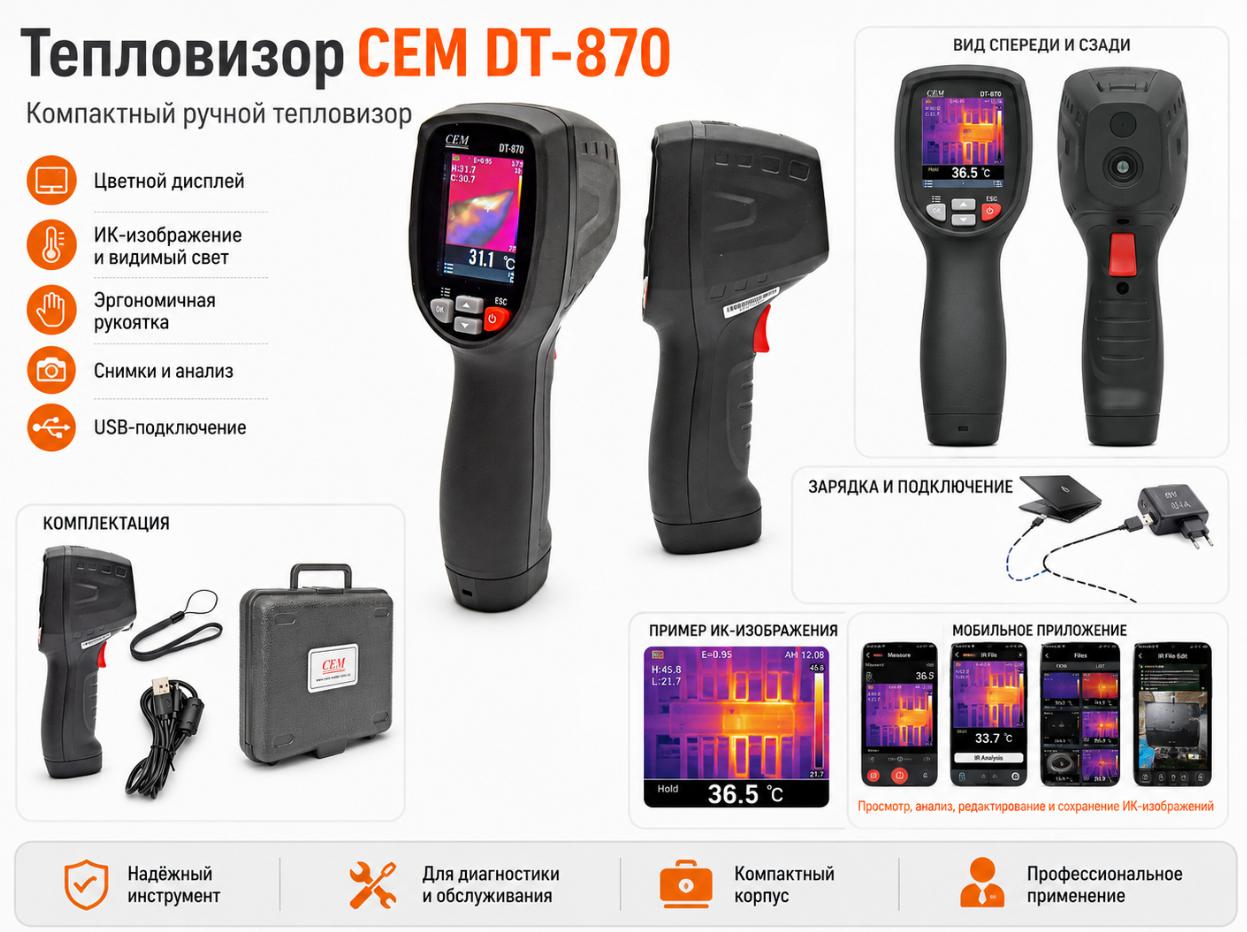 компактный тепловизор модель CEM DT-870