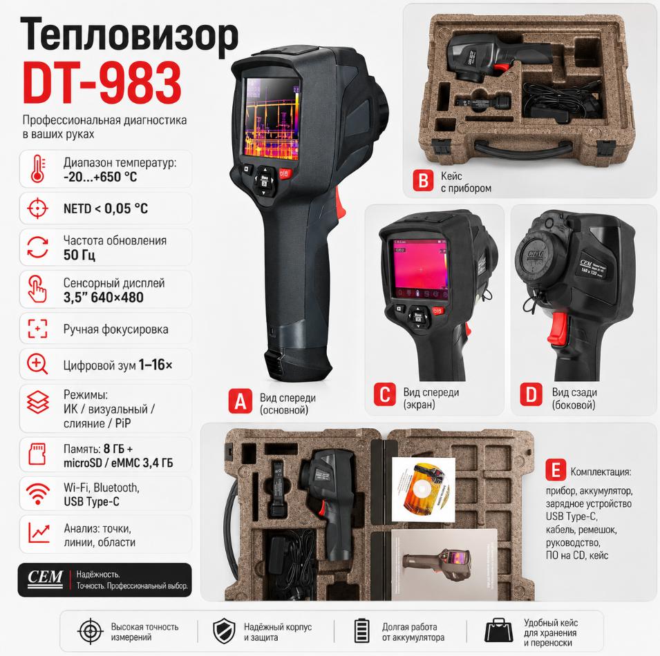 компактный тепловизор модель CEM DT-983