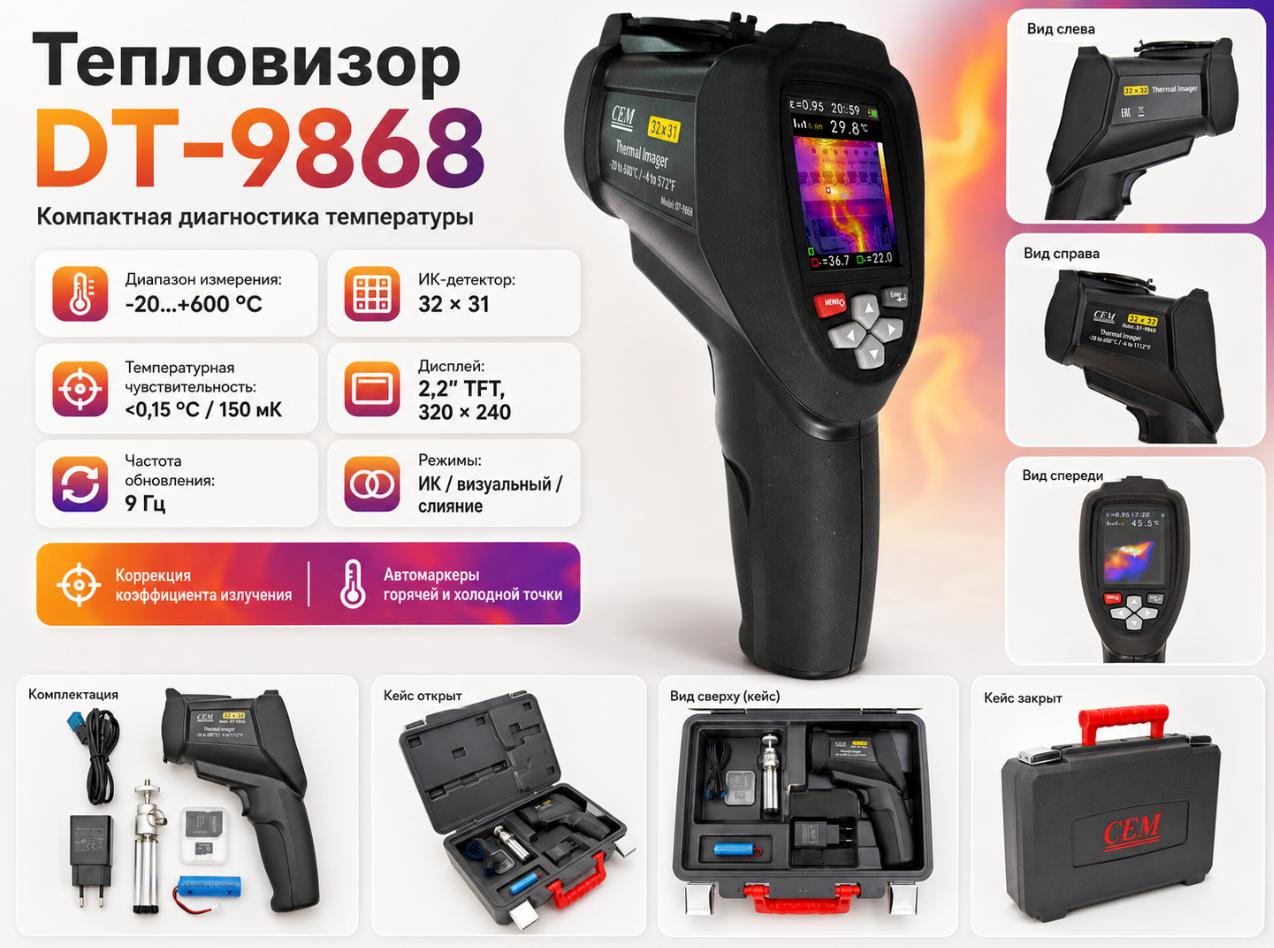 компактный тепловизор модель CEM DT-9868