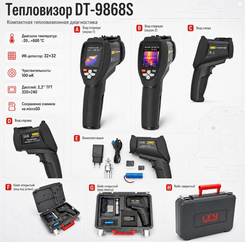 компактный тепловизор модель CEM DT-9868S