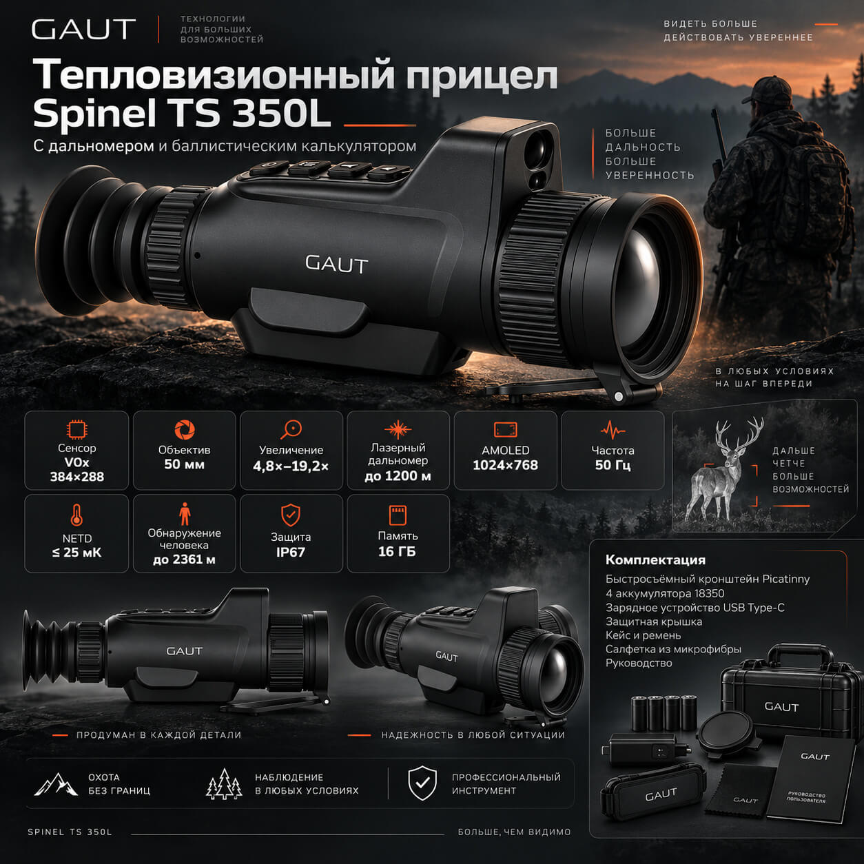 тепловизионный прицел модель Gaut Spinel TS 350L