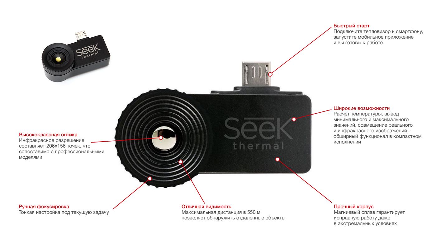 преимущества Seek Thermal Compact XR