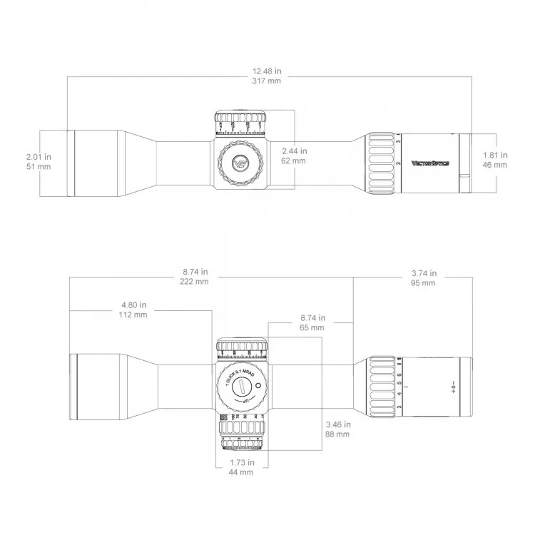 комплектация Vector Optics Continental X6 2-12x44 FFP CTR (SCFF-67)