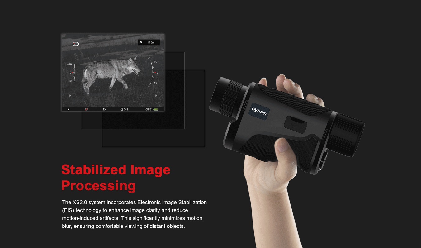 изобрежние на экране монокуляра Sytong XS06-35LRF v2.0